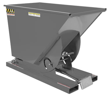 3/4 CuYd 70 Degree Medium Duty Self Dumping Hopper w/ Bumper Release - Gray